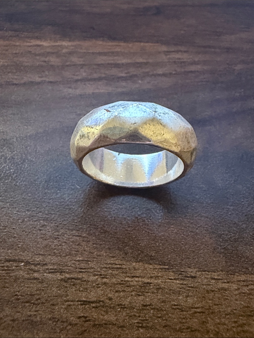 Textured Dome Band Ring in Silver Tone